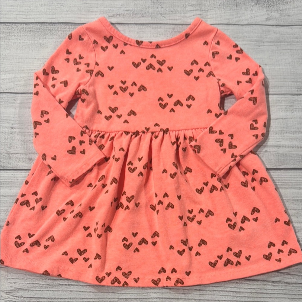 Cat & Jack Baby Girls Pink Heart Patterned Long Sleeve Dress